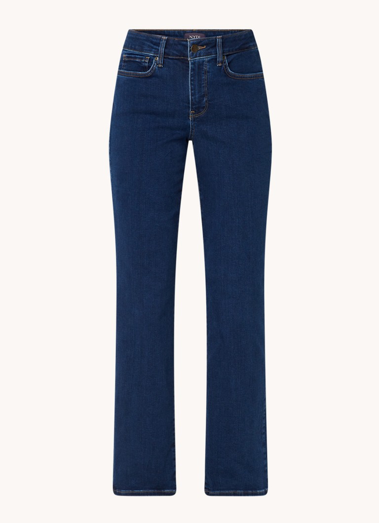 NYDJ Dames Marilyn mid waist straight leg jeans met donkere wassing in de kleur Indigo