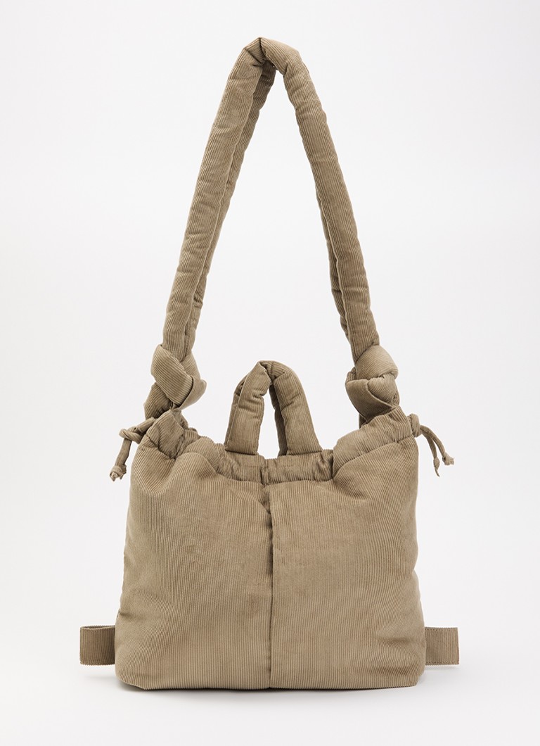 Ölend Dames Ona gewatteerde crossbodytas van corduroy in de kleur Khaki, maat: 32x42x14