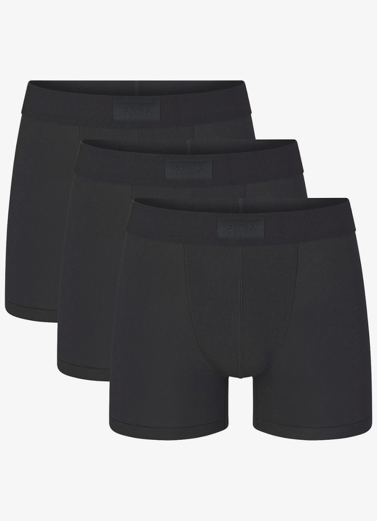 SKIMS Heren Skims Cotton 3" boxershorts in 3-pack in de kleur Zwart, maat: S