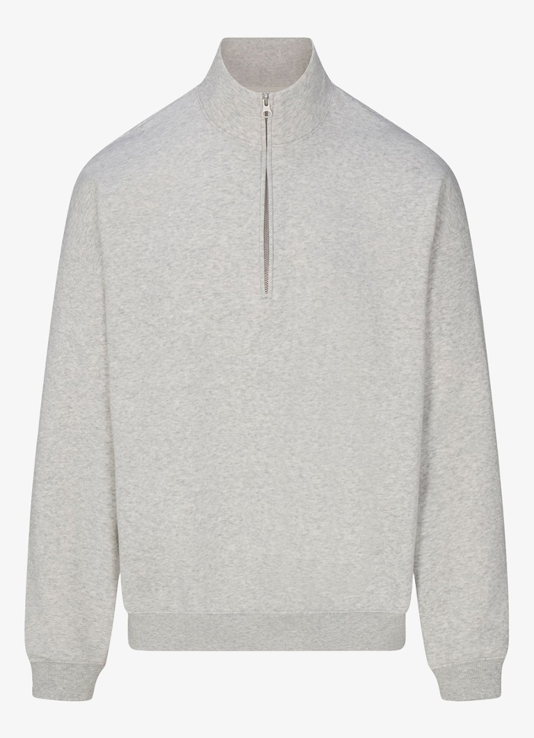 SKIMS Heren Fleece Lounge sweater met halve rits in de kleur Light Heather Grey, maat: XL