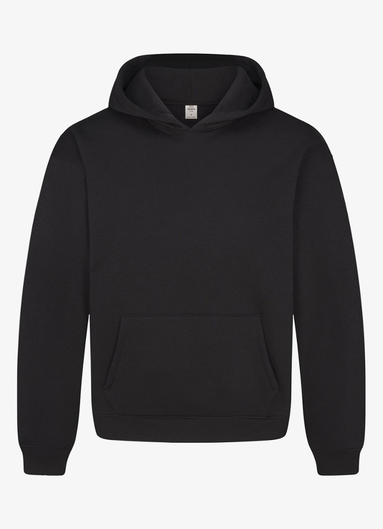 SKIMS Heren Fleece Lounge hoodie met kangoeroezak in de kleur Washed Onyx, maat: XS