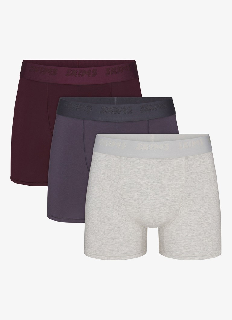 SKIMS Heren Boxershort met logoband in 3-pack in de kleur Paars, maat: XXXL