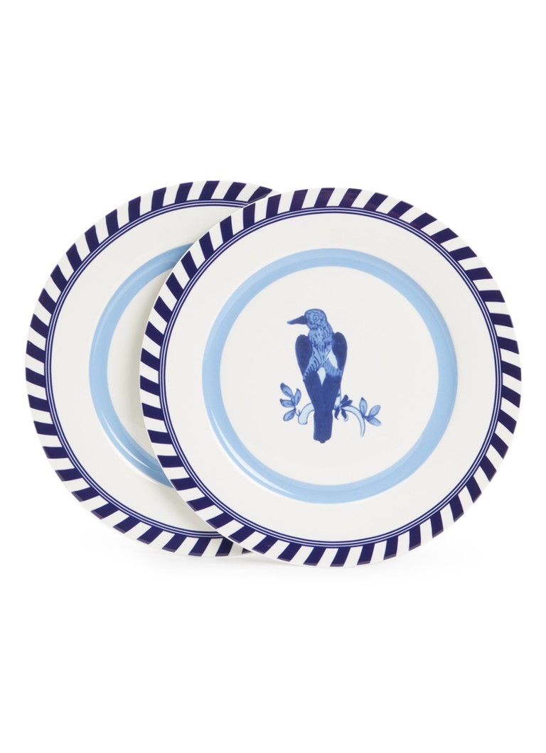 POLSPOTTEN Bird dinerbord 27 cm set van 2 Blauw - Deal