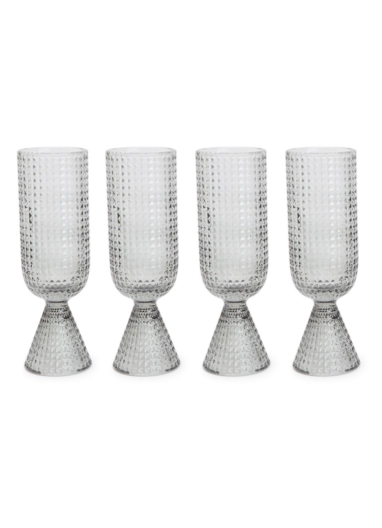 POLSPOTTEN Rooftop champagneglas 22 cl set van 4 Lichtgrijs - Deal