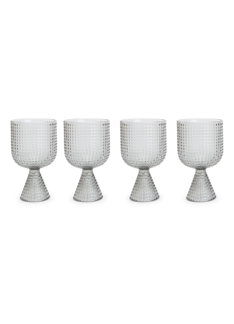 POLSPOTTEN Rooftop wijnglas 39 cl set van 4 Lichtgrijs - Deal