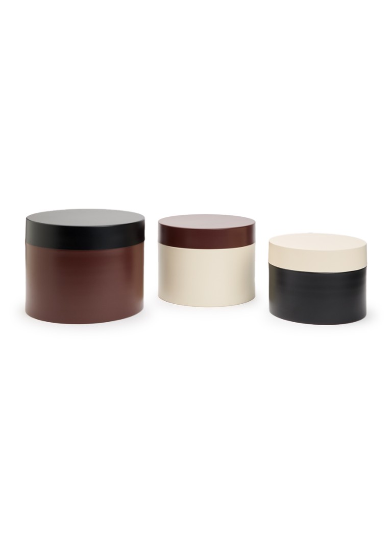 POLSPOTTEN Round metal opbergdoos set van 3 Bruin - Deal