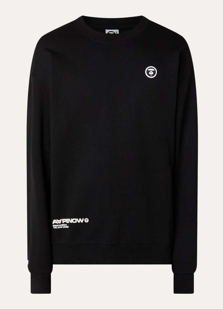 Aape Heren Sweater met logo in de kleur Zwart, maat: M
