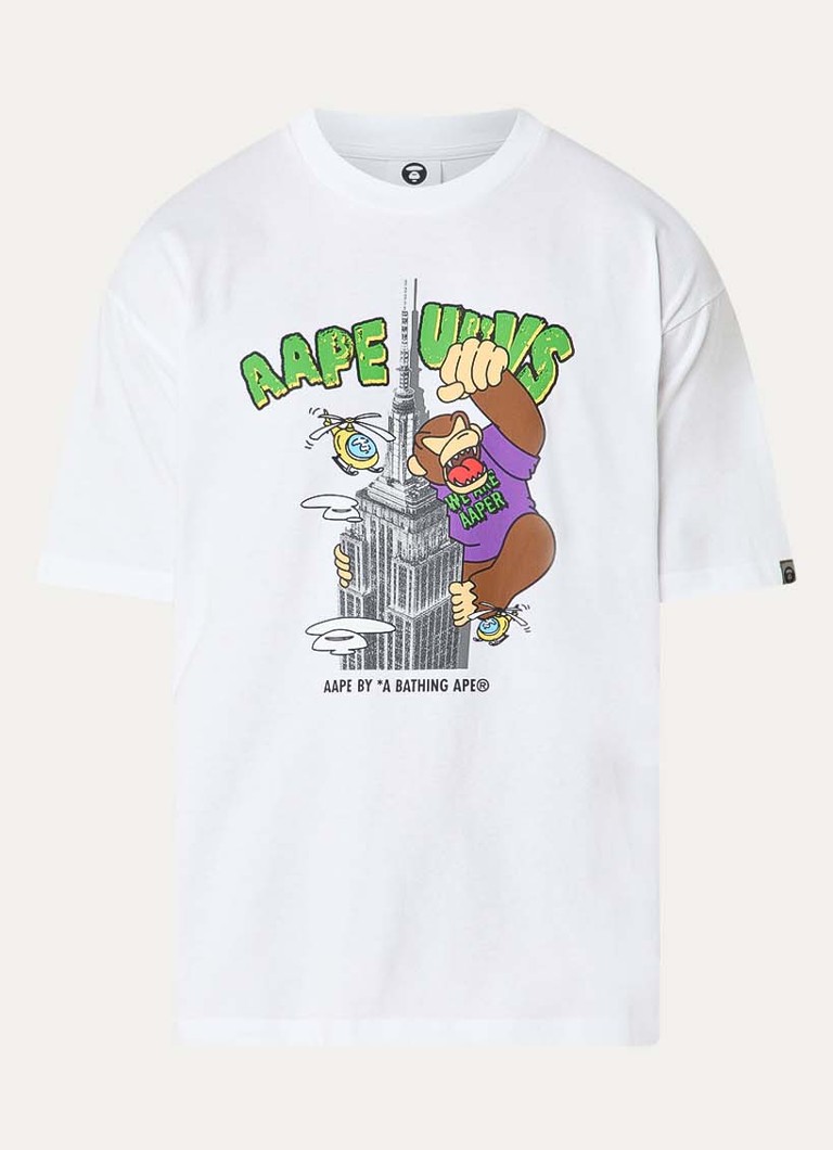 Aape Heren T-shirt met print in de kleur Wit, maat: S