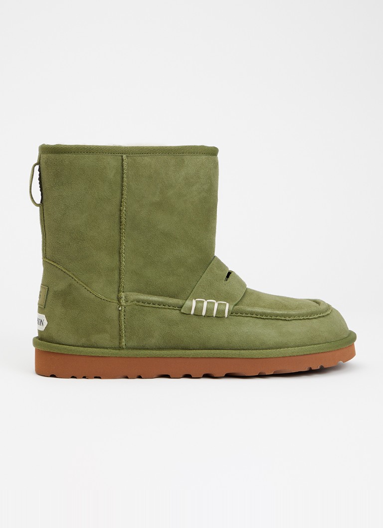 UGG Dames Loafer Boot enkellaarsje van lamssuède in de kleur Mosgroen, maat: 38