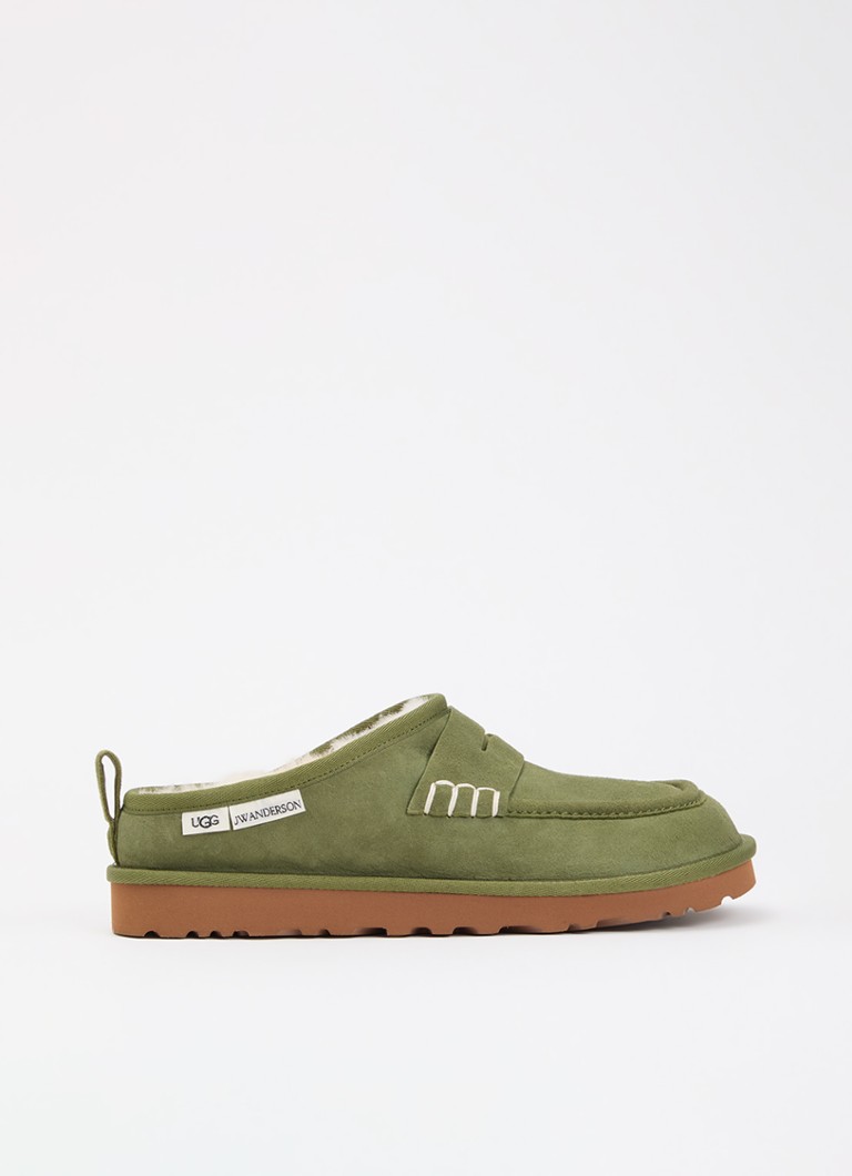 UGG Dames Loafer instapper van lamssuède in de kleur Mosgroen, maat: 39,5