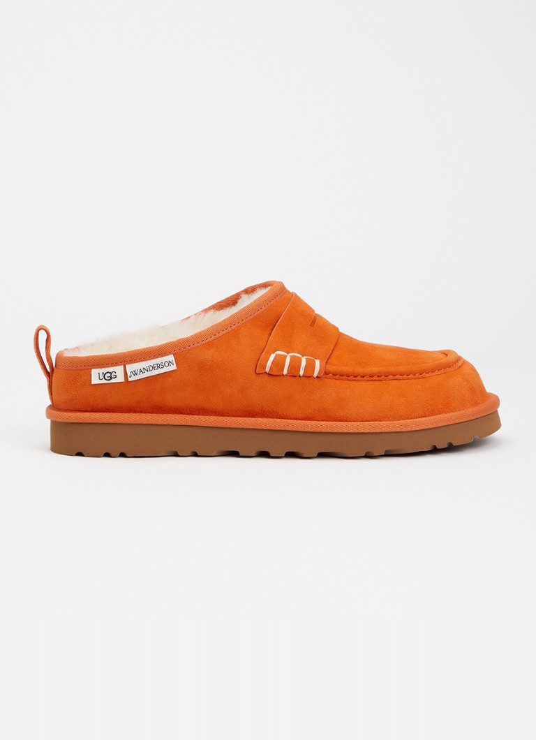 UGG Dames Loafer instapper van lamssuède in de kleur Donkeroranje, maat: 39,5