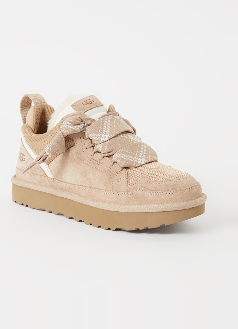 UGG Dames Lowmel sneaker met suède details in de kleur Zand, maat: 40