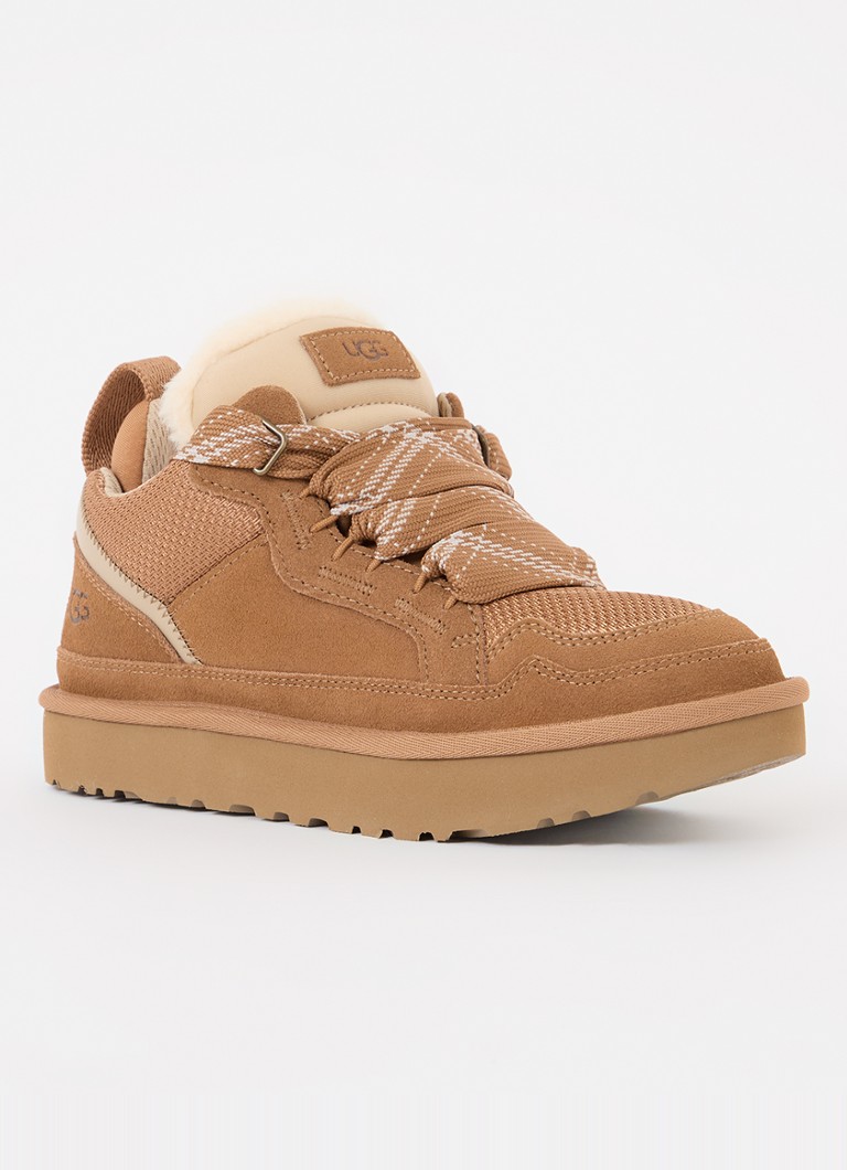 UGG Dames Lowmel sneaker met suède details in de kleur Camel, maat: 36
