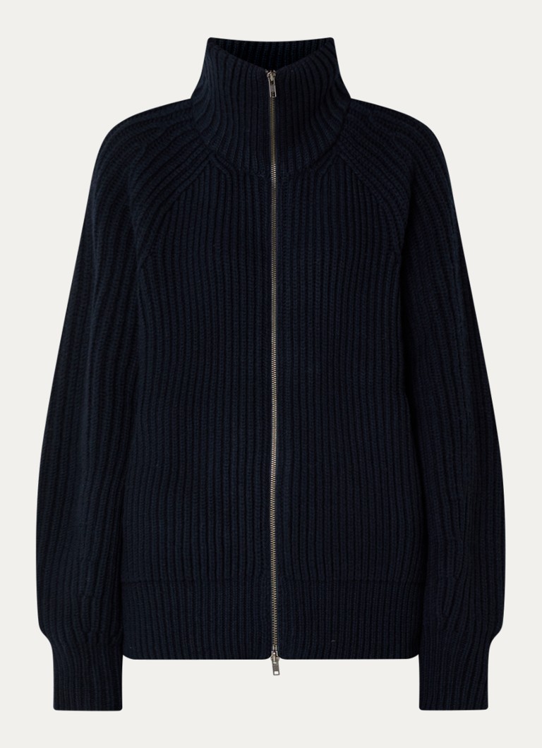 Soeur Dames Jasper grofgebreide vest van merino wol in de kleur Donkerblauw, maat: L