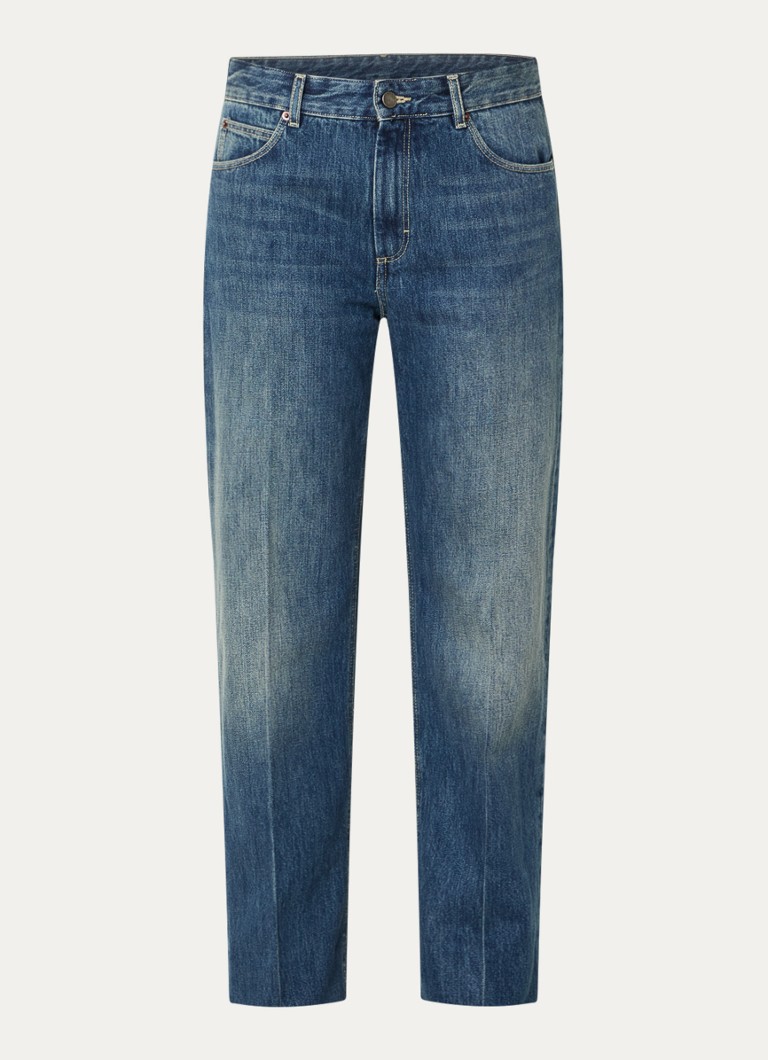 Soeur Dames Jerry mid waist straight leg jeans met donkere wassing in de kleur Indigo, maat: 34