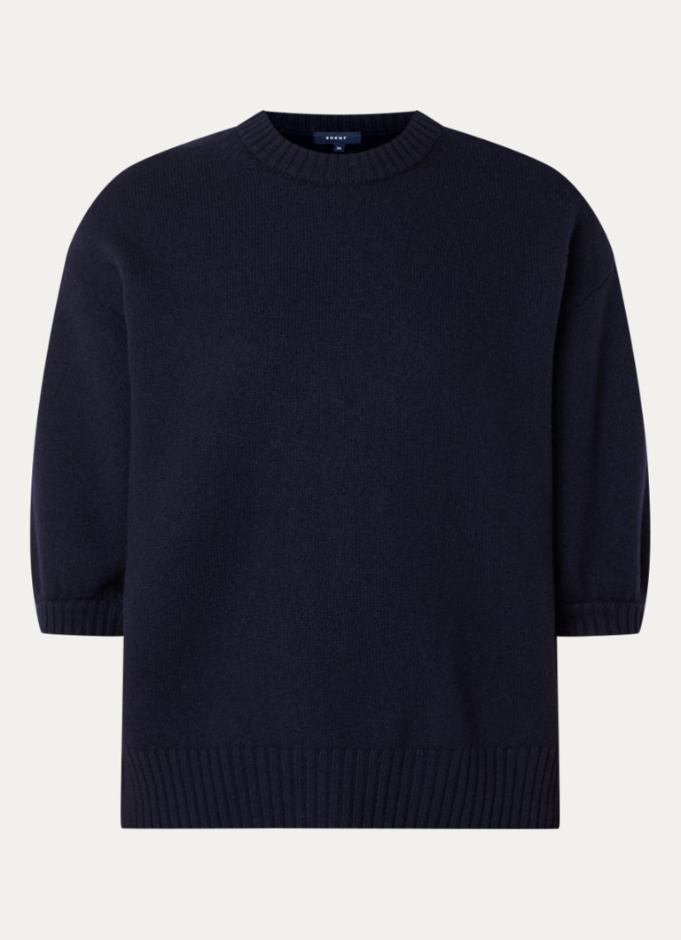 Soeur Dames Lise fijngebreide trui in merino wolblend in de kleur Donkerblauw, maat: 40