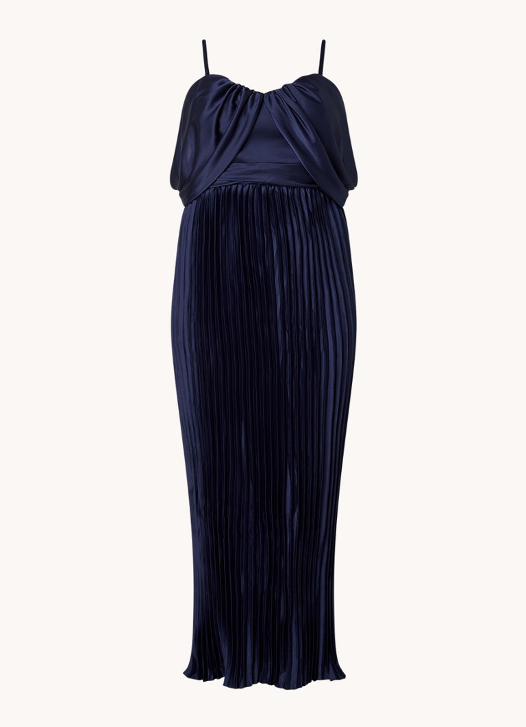 Chi Chi London Dames Calie strapless maxi jurk met plissé in de kleur Donkerblauw