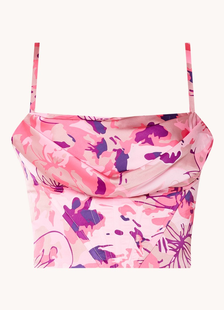 Chi Chi London Dames Crop top met bloemenprint in de kleur Roze