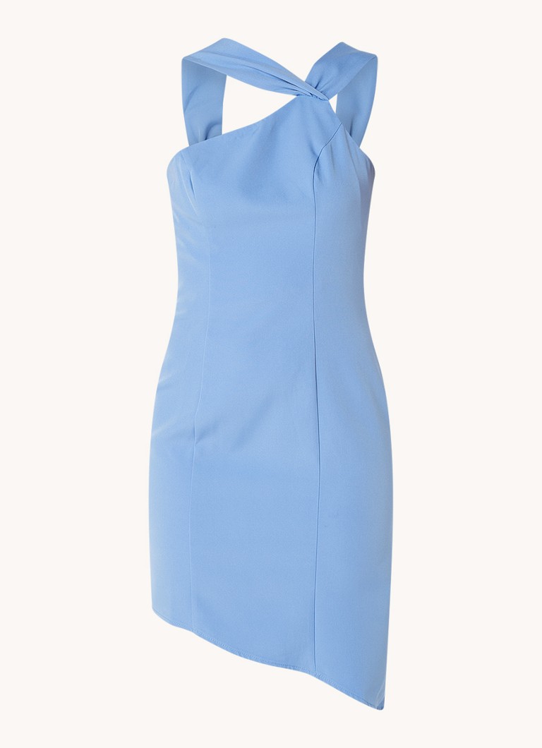 Chi Chi London Dames Mini jurk met asymmetrische zoom in de kleur Blauw