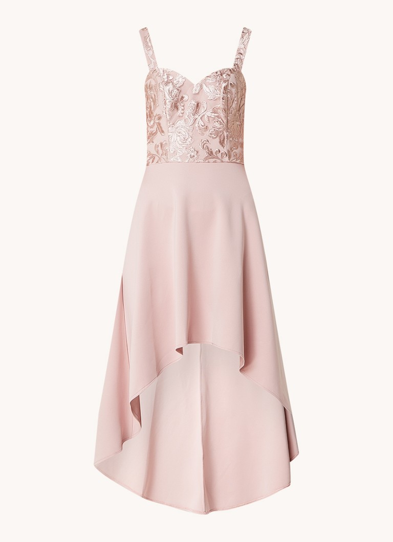 Chi Chi London Dames Hem midi jurk met details van kant in de kleur Oudroze