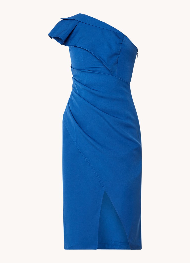 Chi Chi London Dames One shoulder mini kokerjurk met plooidetail in de kleur Royalblauw
