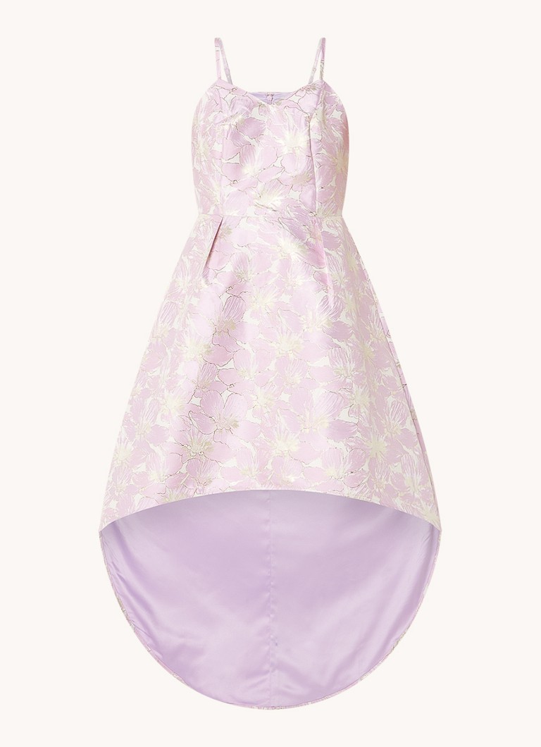 Chi Chi London Dames Midi jurk met asymmetrische zoom en jacquard dessin in de kleur Lila