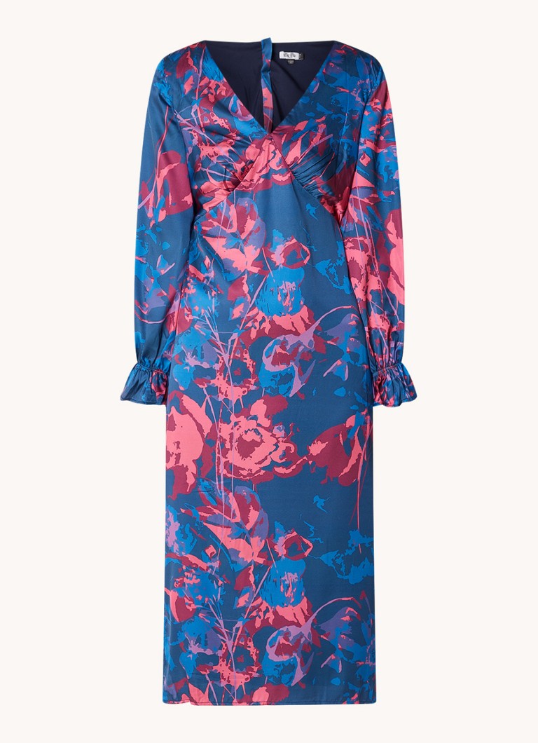 Chi Chi London Dames Midi jurk met bloemenprint en split in de kleur Kobaltblauw