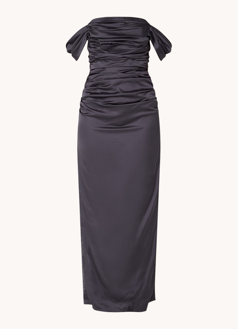 Chi Chi London Dames Maxi jurk van satijn met plooidetail in de kleur Donkerblauw