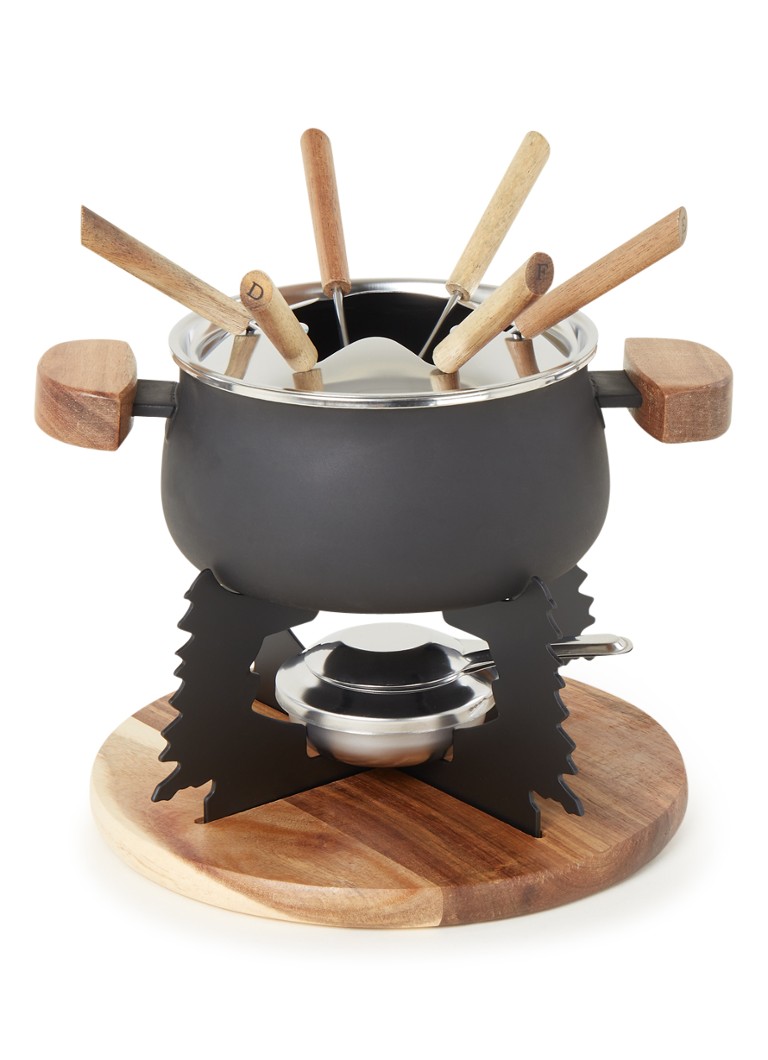Cosy & Trendy Fondueset geëmailleerd met zes vorkjes Zwart - Deal