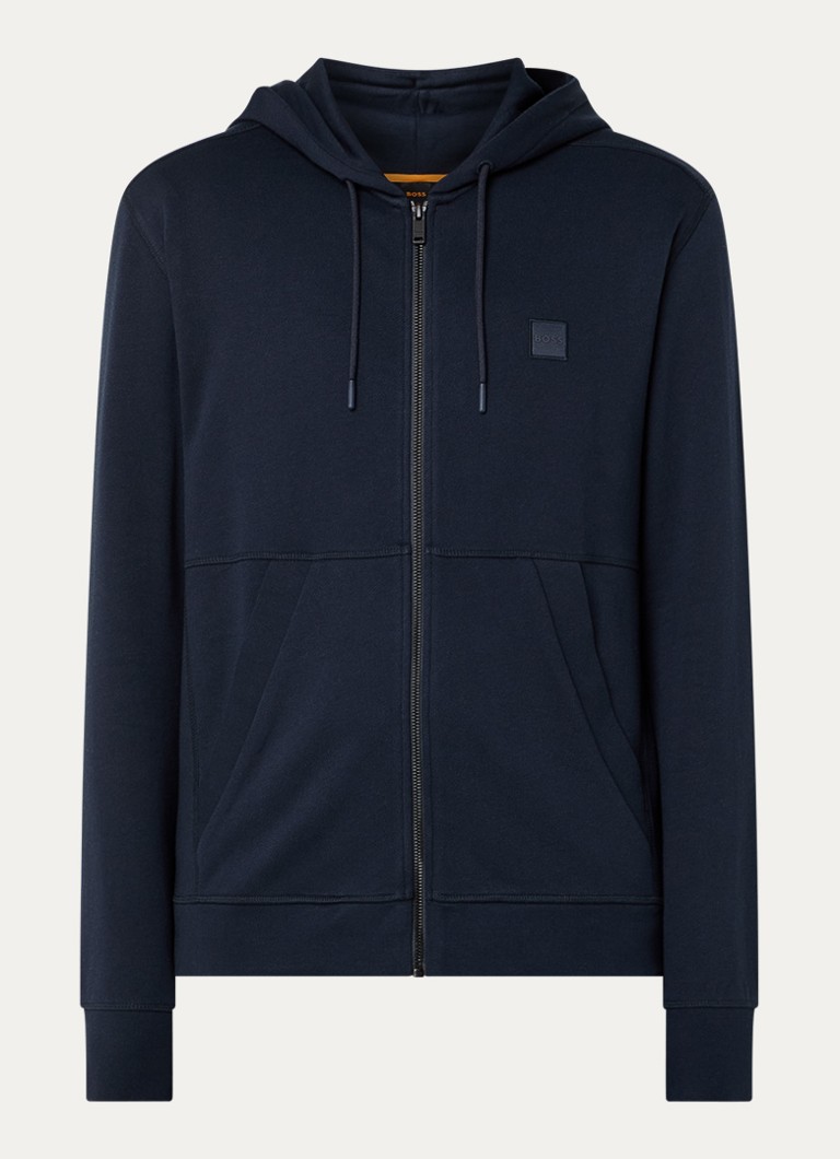 BOSS Heren Zetalky sweatvest met logo in de kleur Donkerblauw