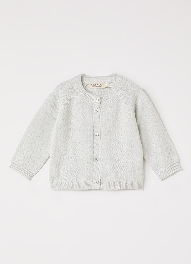 MarMar COPENHAGEN Meisjes Taki fijngebreid vest in de kleur Lichtgrijs, maat: 9M/74
