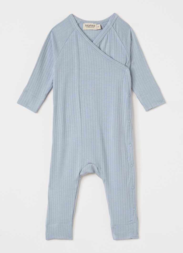MarMar COPENHAGEN Jongens Rulo babypak met V-hals in de kleur Blauw, maat: 68