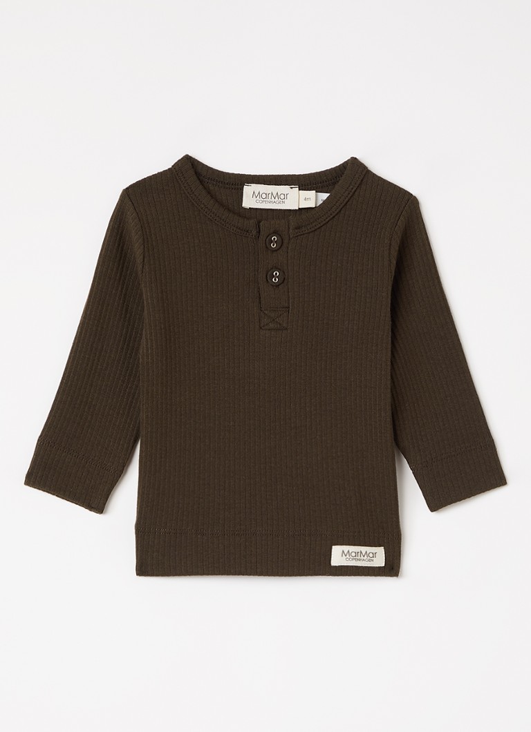 MarMar COPENHAGEN Jongens Longsleeve met ribstructuur in de kleur Donkerbruin, maat: 80