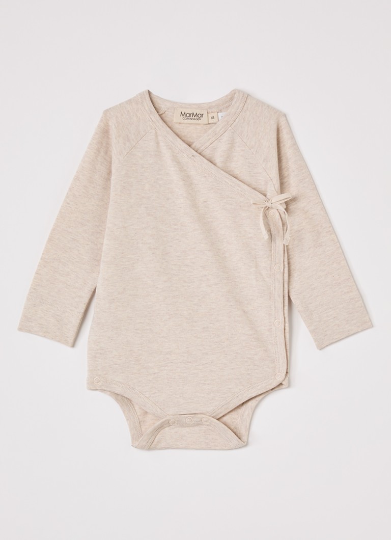 MarMar COPENHAGEN Jongens Belita romper met overslag in katoenblend in de kleur Beige, maat: 74