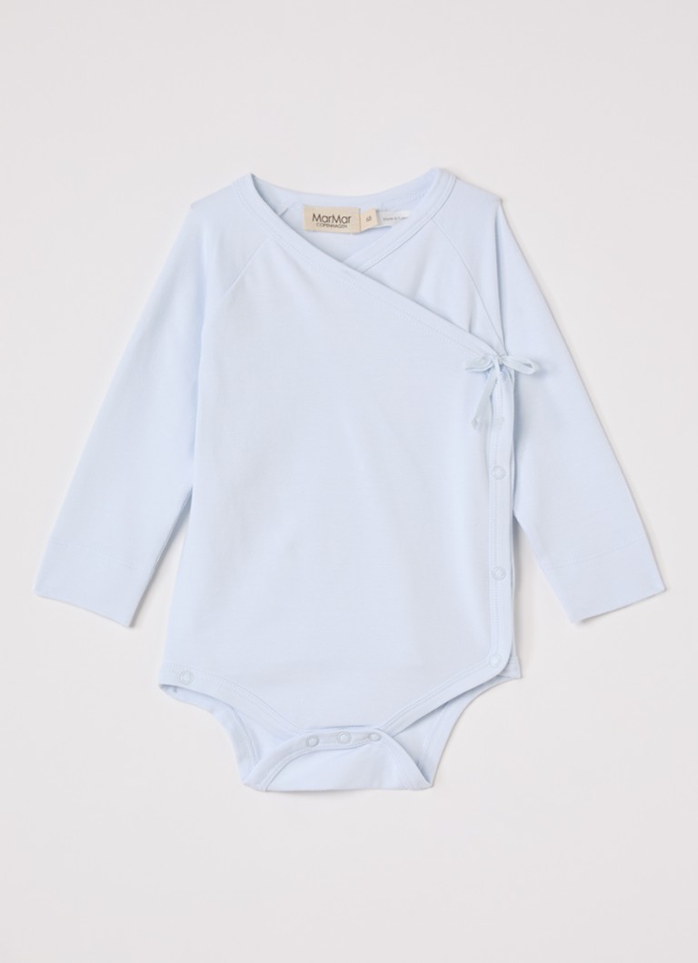 MarMar COPENHAGEN Jongens Belita romper met overslag in katoenblend in de kleur Lichtblauw, maat: 74