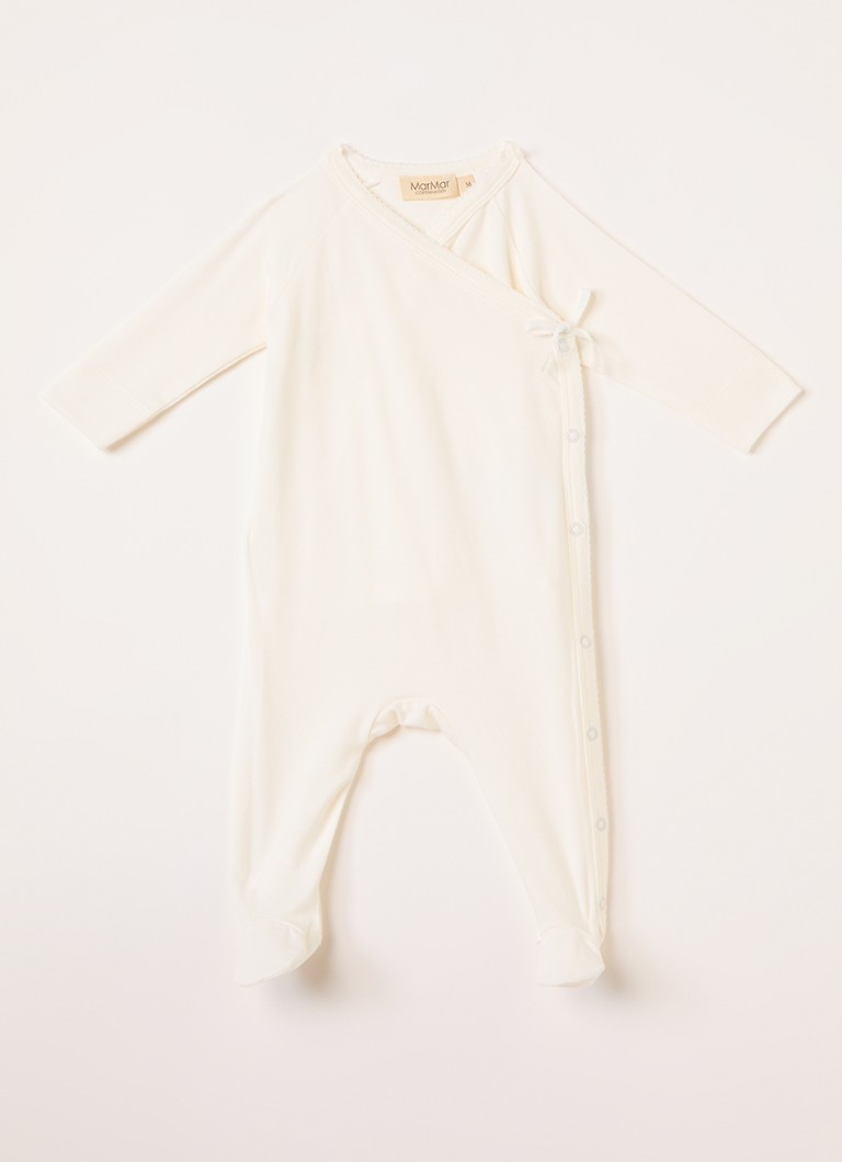 MarMar COPENHAGEN Meisjes Rubetta babypak met overslag in katoenblend in de kleur Gebroken wit, maat: 56