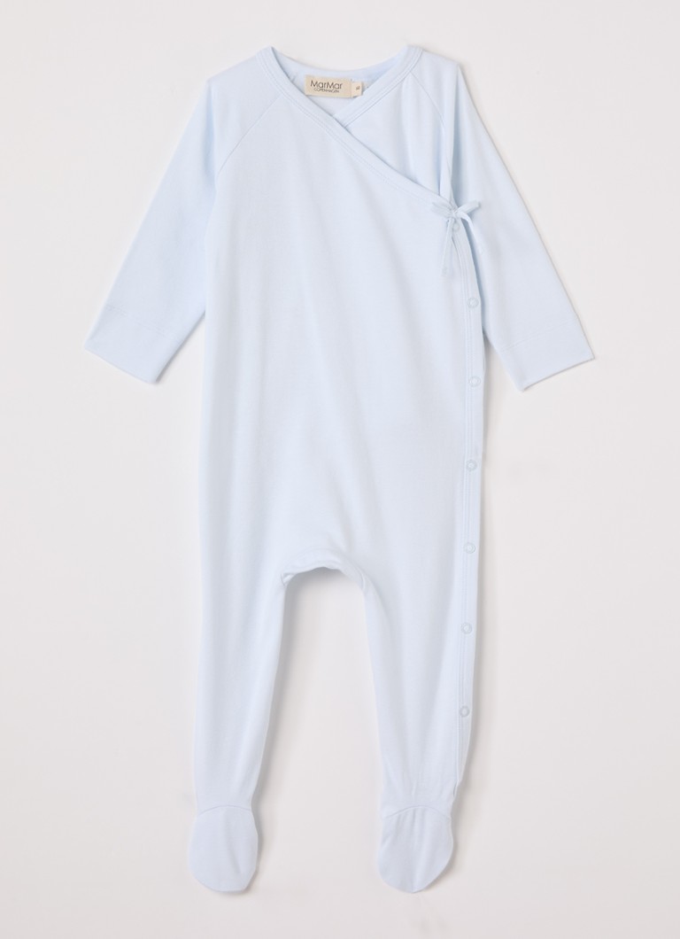 MarMar COPENHAGEN Meisjes Rubetta babypak met overslag in katoenblend in de kleur Lichtblauw, maat: 68