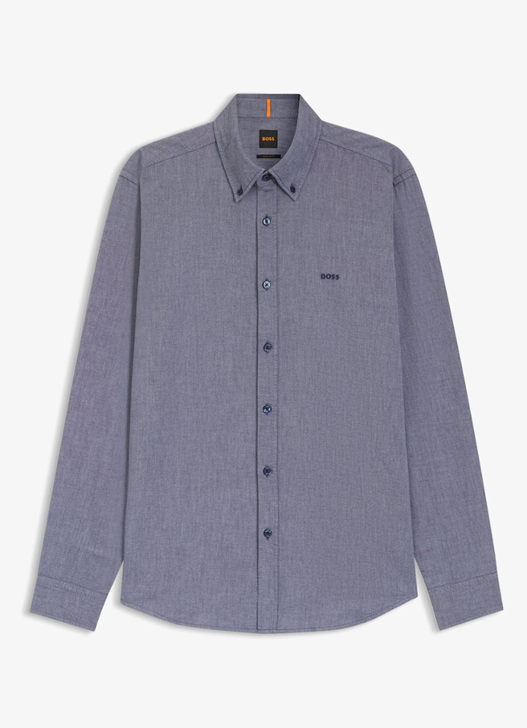 BOSS Heren Rickert regular fit overhemd van katoen in de kleur Indigo