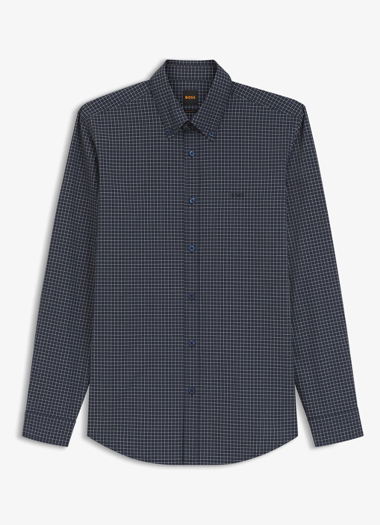 BOSS Heren Regular fit overhemd met ruitdessin in de kleur Blauw