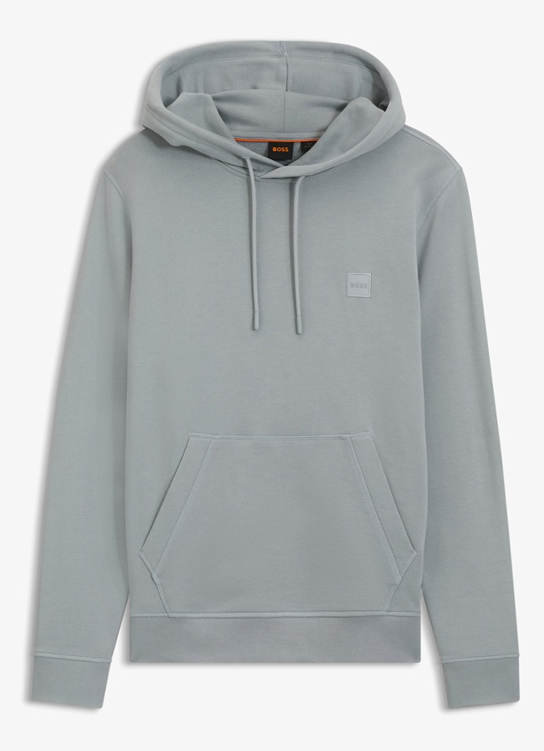 BOSS Heren Hoodie van katoenen sweatstof met logopatch in de kleur Open Grey-084 / Grijs
