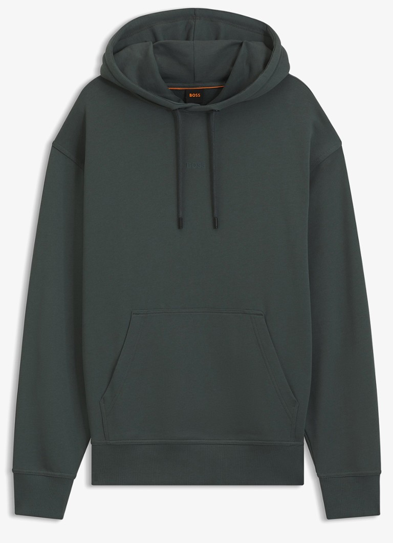 BOSS Heren Hoodie met logo in de kleur Donkergroen