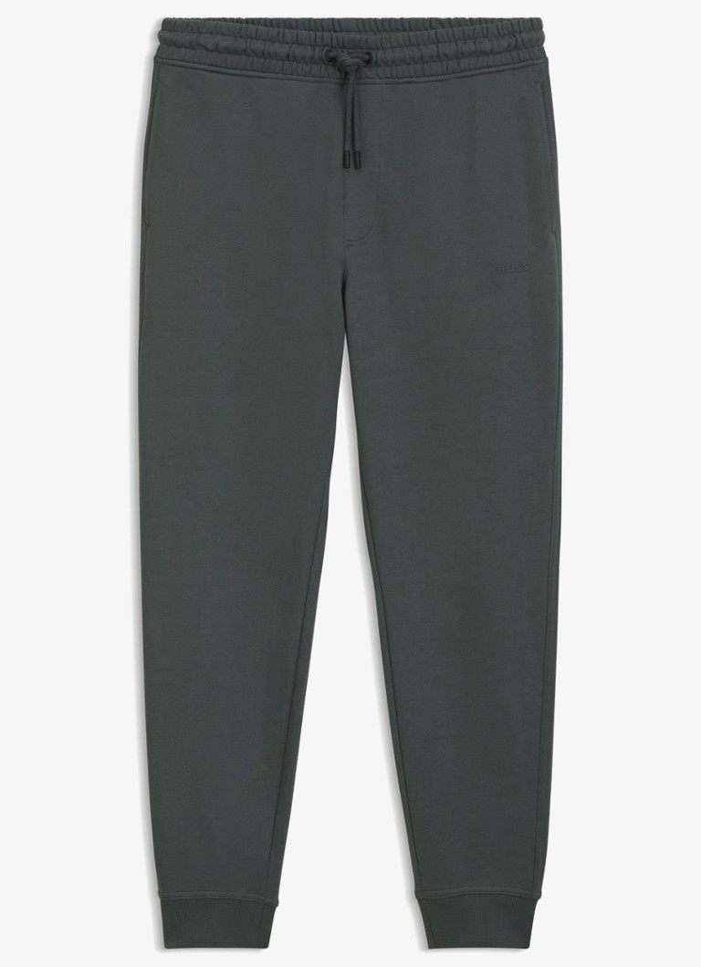 BOSS Heren Tapered fit joggingbroek met logo in de kleur Open Green-377 / Groen