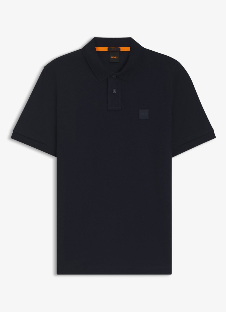 BOSS Heren Slim-fit polo van stretchkatoen met logopatch in de kleur Donkerblauw