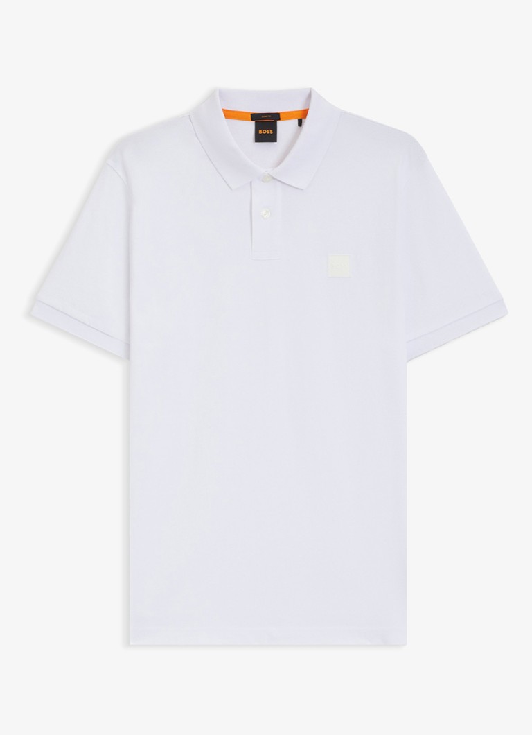 BOSS Heren Slim-fit polo van stretchkatoen met logopatch in de kleur Wit
