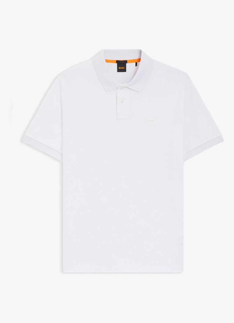 BOSS Heren Slim-fit polo van stretchkatoen met logopatch in de kleur Wit