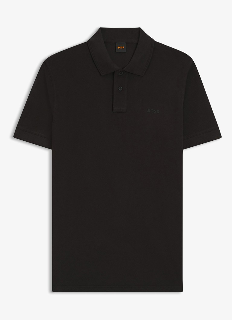 BOSS Heren Prime regular fit polo van piqué katoen met logo in de kleur Black-001 / Zwart