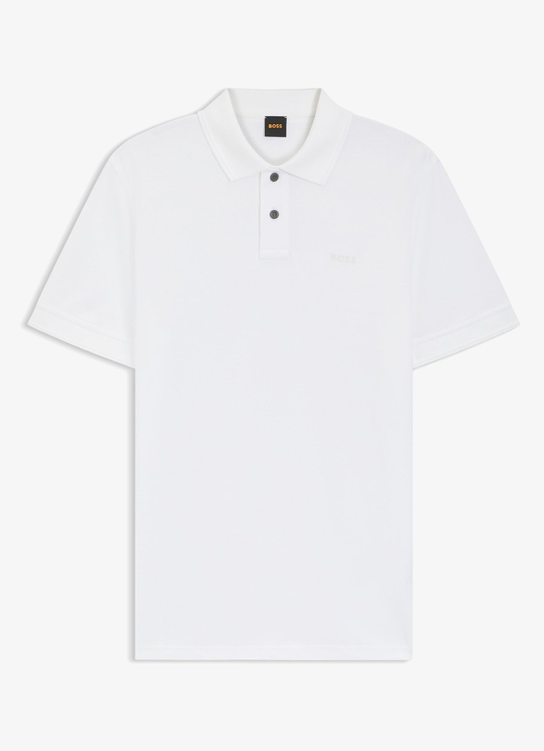 BOSS Heren Prime regular fit polo van piqué katoen met logo in de kleur White-100 / Wit
