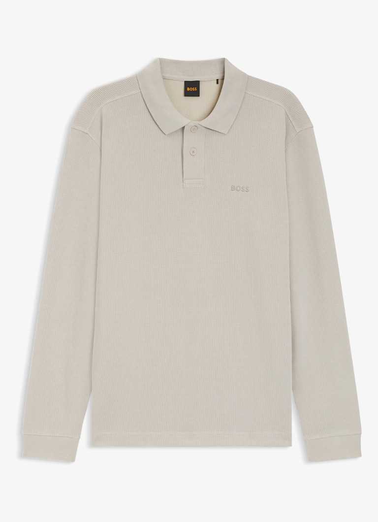 BOSS Heren Regular fit polo met logo in de kleur Taupe