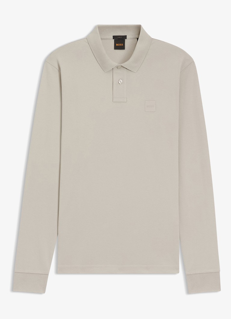 BOSS Heren Slim fit polo van katoen in de kleur Open Grey / Grijs