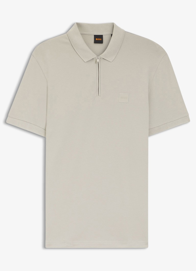 BOSS Heren Slim-fit polo van stretchkatoen met logopatch in de kleur Open Grey-070 / Grijs